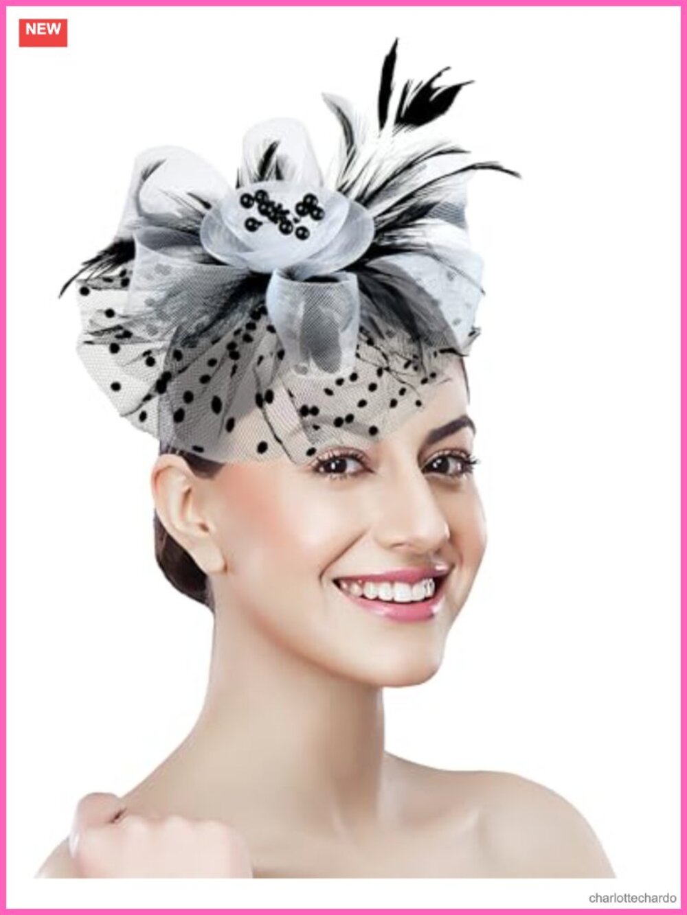 Women's Fascinator Hat with Feathers and Flower Mesh Hair Clip for Tea Party